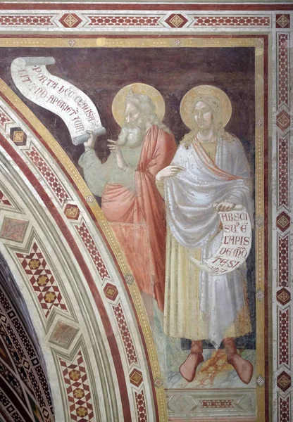 Helgon Fresk Basilikan Santa Croce Basilikan Det Heliga Korset Florens — Stockfoto