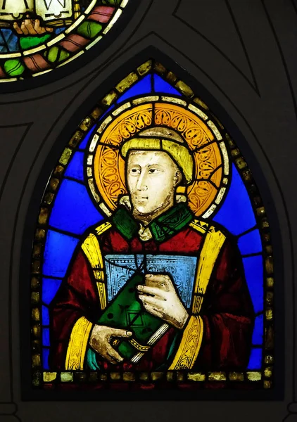 Дьякон Вставил Стеклянное Окно Пачино Буонагида Знаменитую Францисканскую Церковь Святого — стоковое фото
