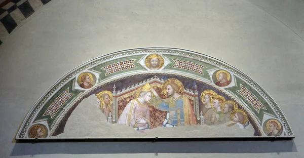 Incoronazione Della Vergine Affresco 1335 Maso Banco Basilica Santa Croce — Foto Stock