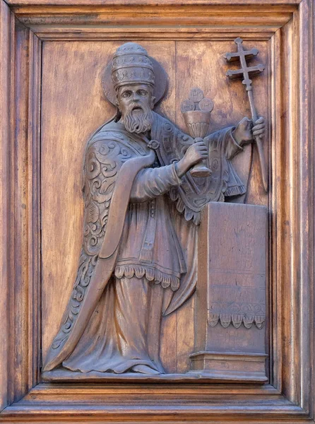 Santo Detail Pintu Gereja Santa Maria Maggiore Florence Tuscany Italia — Stok Foto