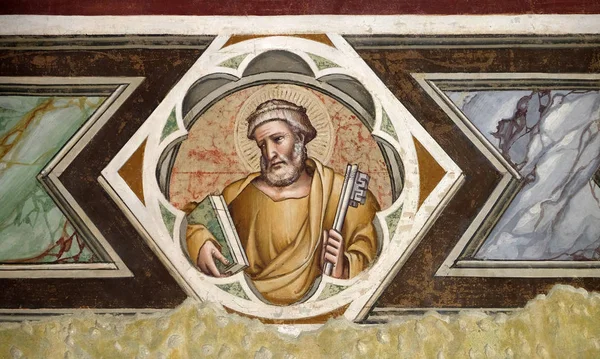 Αγίου Πέτρου Τοιχογραφία Του Αρχικού Κεφαλαίου Του Santa Maria Novella — Φωτογραφία Αρχείου