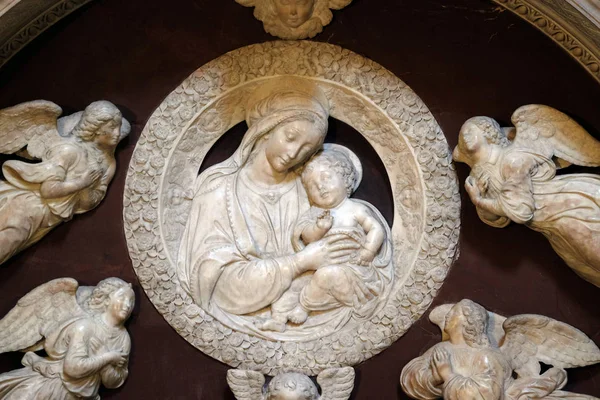 Madonnen Mit Vier Engeln Grab Von Filippo Strozzi Marmor Von — Stockfoto