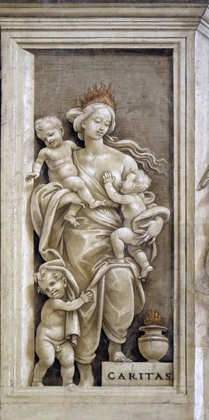 Caritas Détail Des Fresques Filippino Lippi Dans Chapelle Strozzi Église — Photo