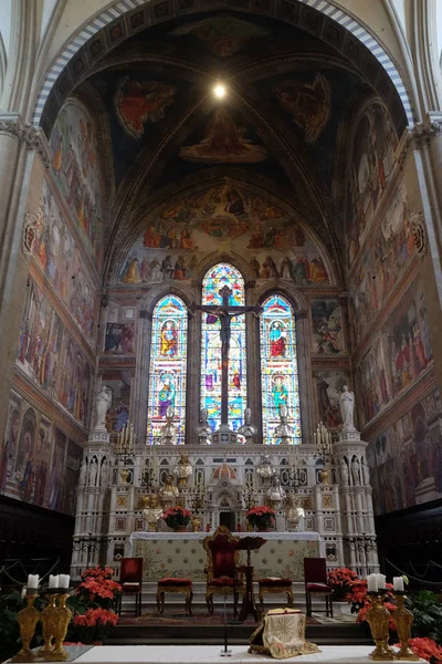 Hlavní Oltář Dominikánské Santa Maria Novella Hlavní Kostel Florencii Itálie — Stock fotografie