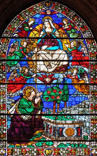 Sainte Vierge Donnant Ceinture Saint Thomas Vitrail Santa Maria Novella — Photo