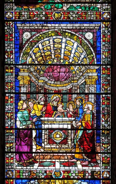 Presentación Jesús Templo Vidriera Santa Maria Novella Iglesia Dominicana Principal — Foto de Stock