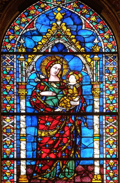 Madonna Child Stained Glass Window Santa Maria Novella Principal Dominican — Stock Photo, Image