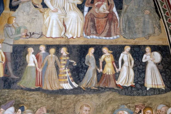 Detail Aktivní Triumfující Církev Freska Andrea Bonaiuto Španělská Kaple Santa — Stock fotografie