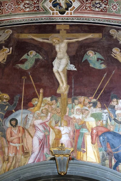 Ukřižování Freska Andrea Bonaiuto Španělská Kaple Santa Maria Novella Hlavní — Stock fotografie