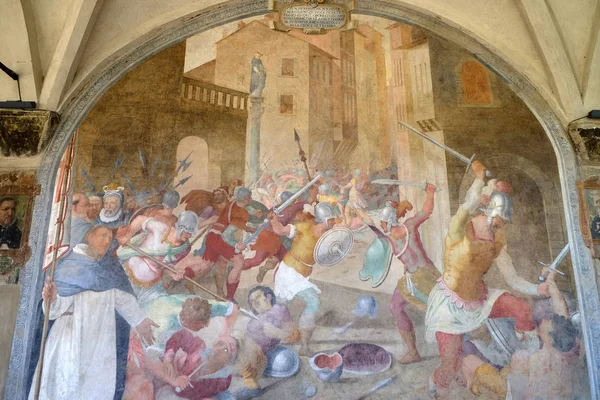 Batalla Entre Católicos Herejes Época San Pedro Mártir Fresco Lorenzo — Foto de Stock