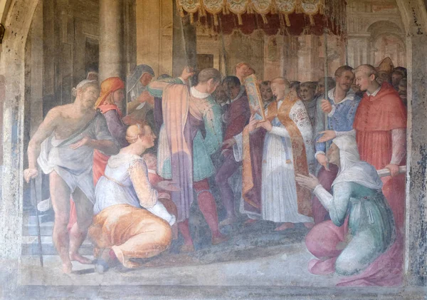 San Dominic yol açar görüntü ile alay Madonna, fresk Ludovico Buti tarafından Santa Maria Novella müdür Dominik manastır kilise Floransa, İtalya