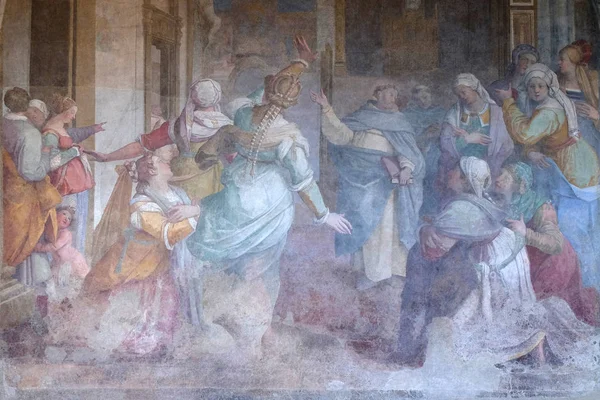 Saint Dominic Konverterar Kätterska Husmödrarna Fresk Bernardiao Poccetti Klostret Santa — Stockfoto