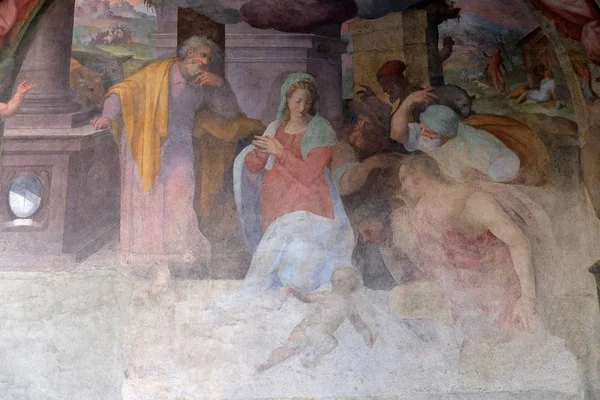 Narodziny Jezusa Fresk Przez Giovanni Maria Balducci Klasztorze Dominikanów Santa — Zdjęcie stockowe