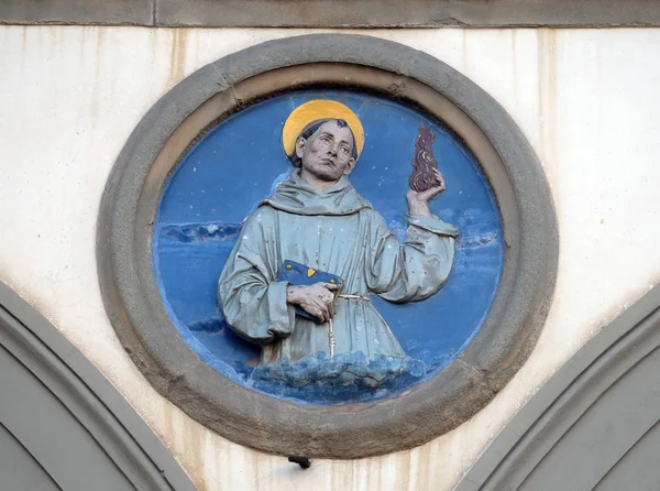 Sankt Antonius Padua Glaserad Terrakotta Tondo Andrea Della Robbia Ligger — Stockfoto