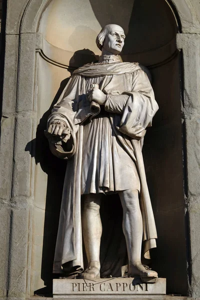 Capponi Molo Posąg Niszach Kolumnada Uffizi Pierwszej Połowie Xix Wieku — Zdjęcie stockowe