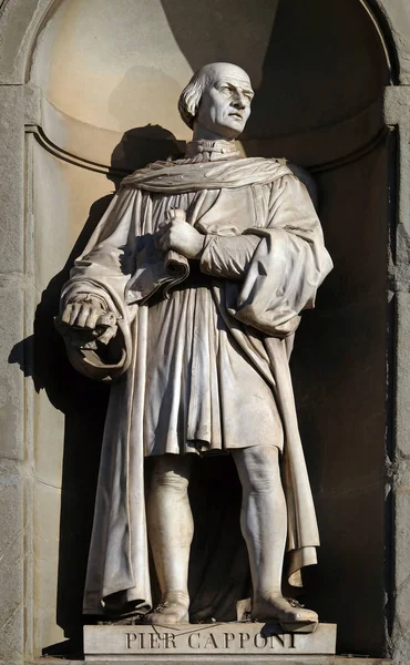 Pier Capponi Statue Den Nischen Der Kolonnaden Der Uffizien Der — Stockfoto