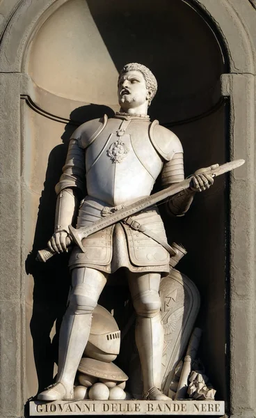 Giovanni Delle Bande Nere Estátua Nos Nichos Colonata Uffizi Primeira — Fotografia de Stock