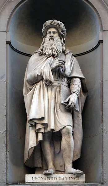 Leonardo Vinci Posąg Niszach Kolumnada Uffizi Pierwszej Połowie Xix Wieku — Zdjęcie stockowe
