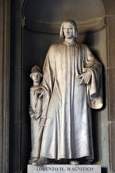 Lorenzo Magnifico Statue Den Nischen Der Kolonnaden Der Uffizien Der — Stockfoto