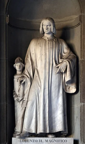 Lorenzo Magnifico Statue Den Nischen Der Kolonnaden Der Uffizien Der — Stockfoto