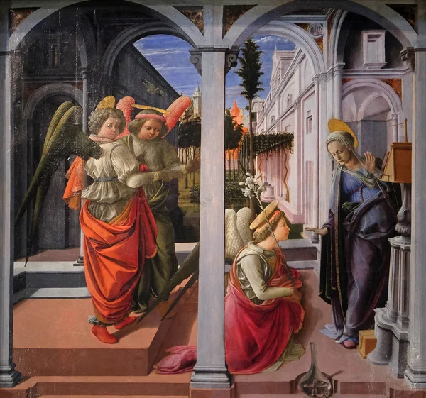 Zvěstování Panny Marie Práce Fra Filippo Lippi Basilica San Lorenzo — Stock fotografie