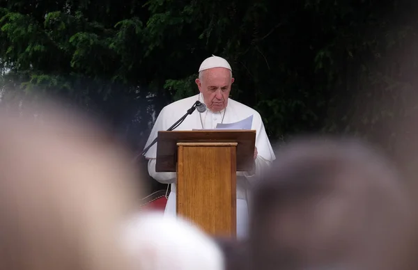 Encuentro Del Papa Francisco Con Los Jóvenes Frente Catedral Skopje — Foto de Stock