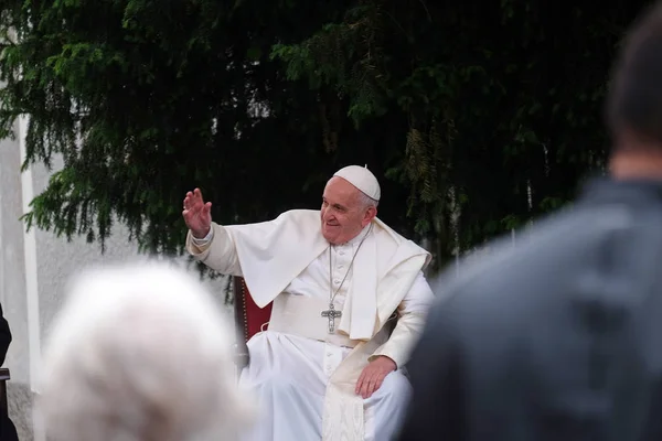 Pope Francis Meeting Young People Front Cathedral Skopje Capital City — Stock Photo, Image