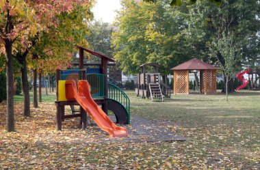 Malesnica yerleşim bölgesinde çocuk oyun alanı, Zagreb, Hırvatistan