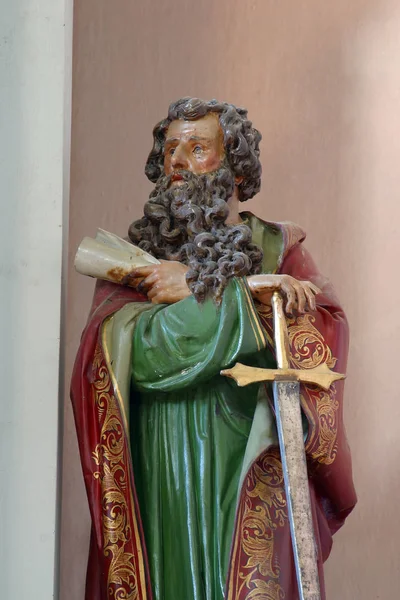 Apostel Paulus Statue Auf Dem Hauptaltar Der Dreifaltigkeitskirche Barilovicki Cerovac — Stockfoto