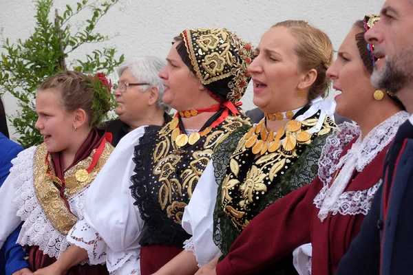 Les Gens Chantent Dansent Après Messe Thanksgiving Stitar Croatie — Photo