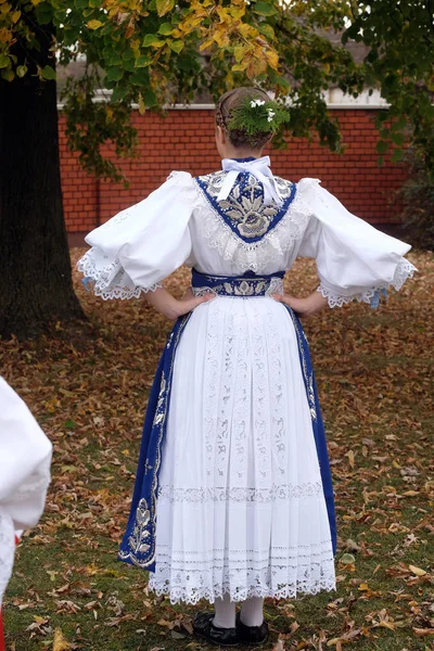 Girl Dressed Folk Costumes Church Mass Thanksgiving Day Stitar Croatia — Stock Photo, Image