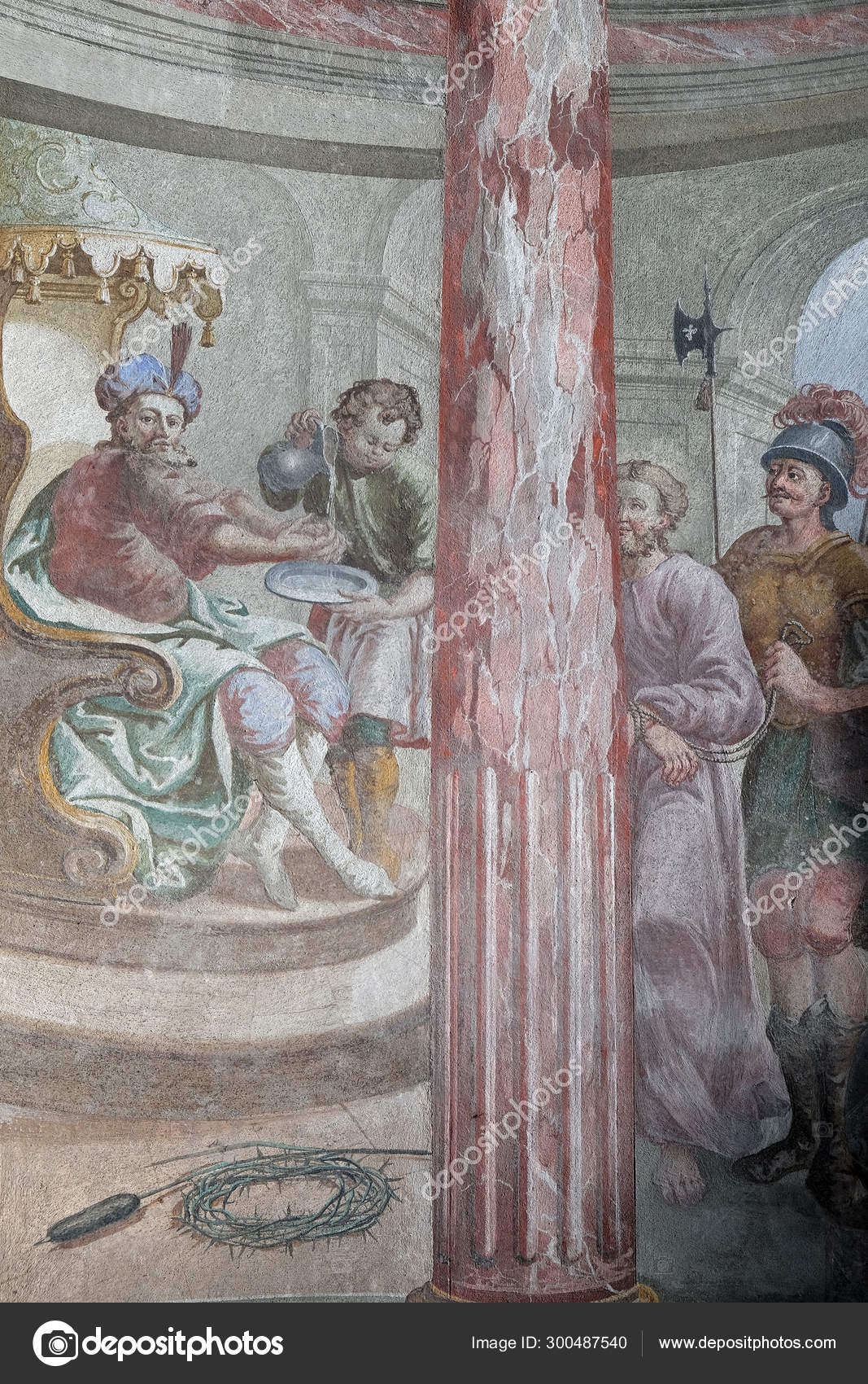 Jesus Condemned Death Pontius Pilate Washed His Hands Fresco
