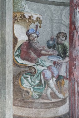 İsa ölüme mahkum, Pontius Pilatus Zagrep, Hırvatistan Saint John Vaftizci kilisenin tavanında ellerini, fresk yıkadı