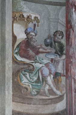 İsa ölüme mahkum, Pontius Pilatus Zagrep, Hırvatistan Saint John Vaftizci kilisenin tavanında ellerini, fresk yıkadı