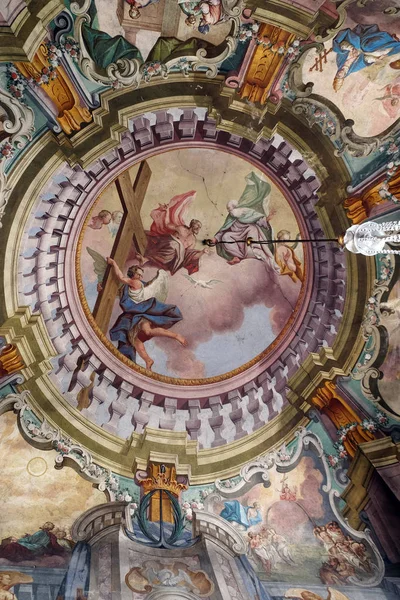 Holy Trinity Fresco Ceiling Saint John Baptist Church Zagreb Croatia — Stock Photo, Image