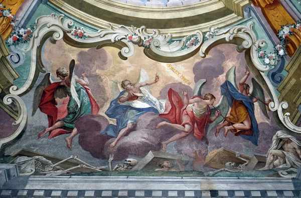 Anioły Fresk Suficie Kościoła Jana Chrzciciela Zagrzebiu Chorwacja — Zdjęcie stockowe