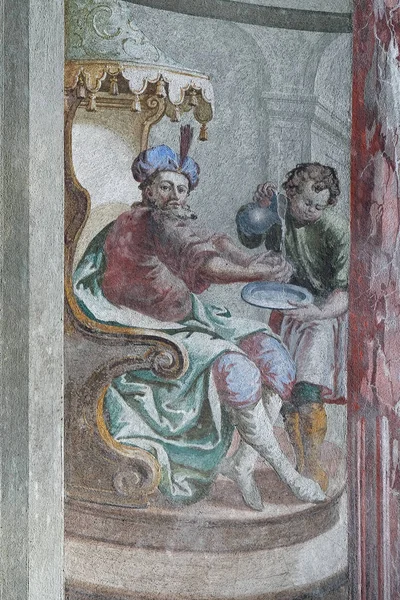 İsa ölüme mahkum, Pontius Pilatus Zagrep, Hırvatistan Saint John Vaftizci kilisenin tavanında ellerini, fresk yıkadı