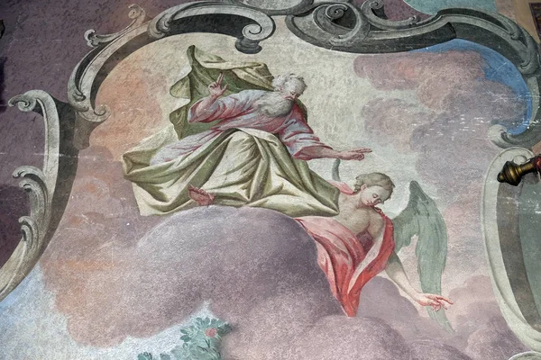 Bůh Vytváří Freska Stropě Svatého Jana Baptistického Kostela Záhřebu Chorvatsku — Stock fotografie