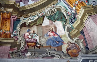 Günahların Affı, Zagreb'deki Aziz Yahya Baptist kilisesinin tavanında fresk, Hırvatistan
