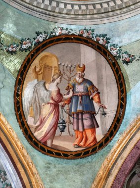 Melek ile Zachariah, Zagreb Saint John Baptist kilisenin tavanında fresk, Hırvatistan