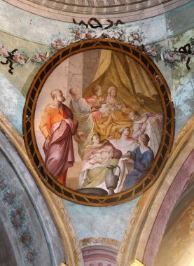Vaftizci Aziz Yahya'nın doğumu, Zagreb'deki Aziz Yahya Baptist kilisesinin tavanında fresk, Hırvatistan