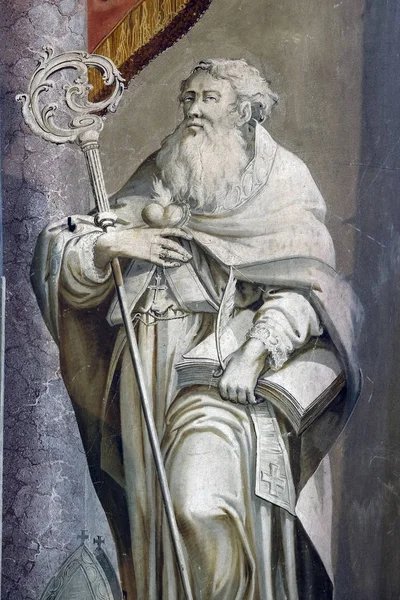 Sint Augustinus Fresco Sint Johannes Doper Kerk Zagreb Kroatië — Stockfoto