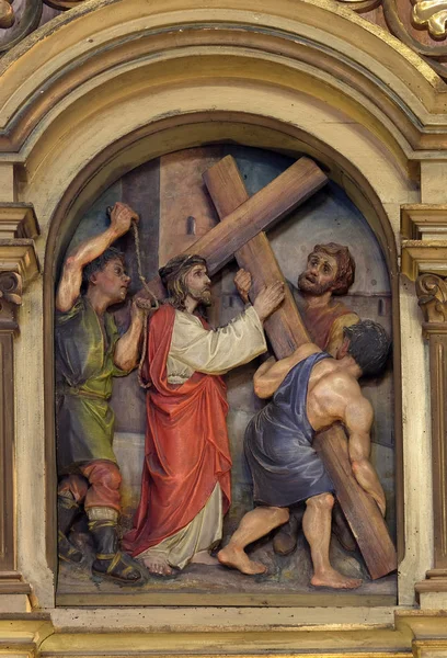 Seconda Crucis Gesù Riceve Sua Croce Chiesa San Giovanni Battista — Foto Stock