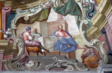 Günahların Affı, Zagreb'deki Aziz Yahya Baptist kilisesinin tavanında fresk, Hırvatistan