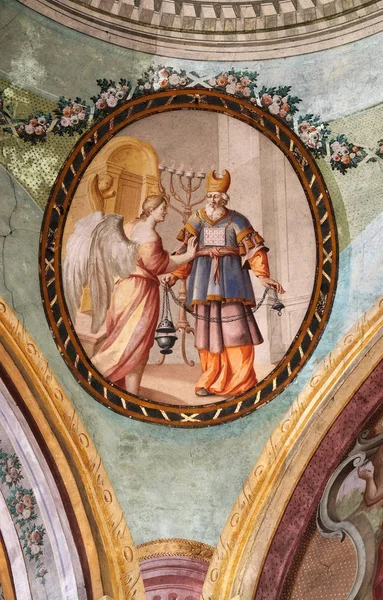 Ζαχαρία Άγγελο Νωπογραφία Στο Ταβάνι Της Εκκλησίας Του Αγίου Ιωάννη — Φωτογραφία Αρχείου