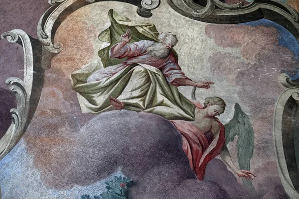 Dios Padre Crea Fresco Techo Iglesia San Juan Bautista Zagreb — Foto de Stock