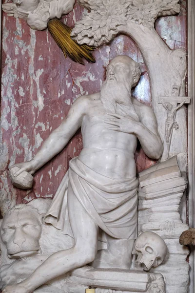 Άγαλμα Του Αγίου Τζερόμ Στο Βωμό Του Αγίου Τζερόμ Στην — Φωτογραφία Αρχείου