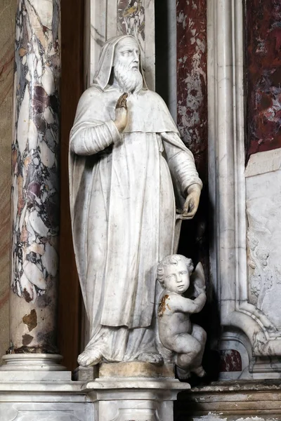 Sant Antonio Magno Statua Sull Altare San Francesco Assisi Nella — Foto Stock