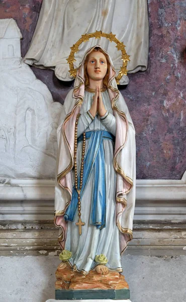 Statue Vierge Marie Sur Autel Saint François Assise Dans Église — Photo