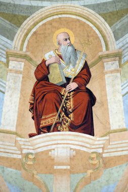 Nazianzus'lu Aziz Gregory, İlahiyatçı Gregory olarak da bilinir, Zagreb'deki Aziz Yahya Baptist kilisesinin tavanında fresk